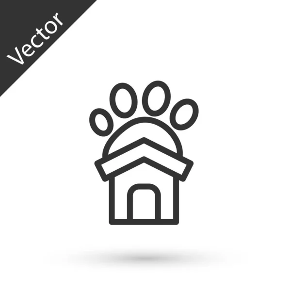 Graue Linie Tierheim Haus Symbol Isoliert Auf Weißem Hintergrund Vektor — Stockvektor