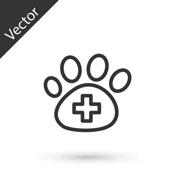 Línea Gris Icono Símbolo Clínica Veterinaria Aislado Sobre Fondo Blanco — Vector de stock