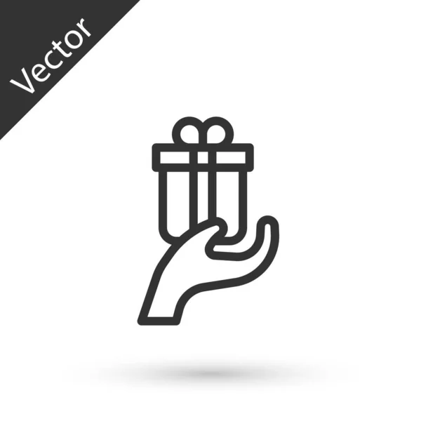 Línea Gris Dar Icono Regalo Aislado Sobre Fondo Blanco Regalo — Vector de stock