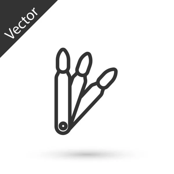 Línea Gris Conjunto Uñas Falsas Para Icono Manicura Aislado Sobre — Vector de stock