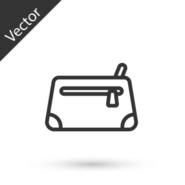 Línea Gris Icono Bolsa Cosmética Aislado Sobre Fondo Blanco Vector — Vector de stock