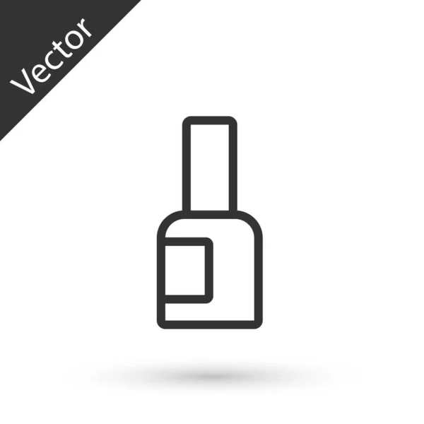 Línea Gris Botella Esmalte Uñas Icono Aislado Sobre Fondo Blanco — Vector de stock