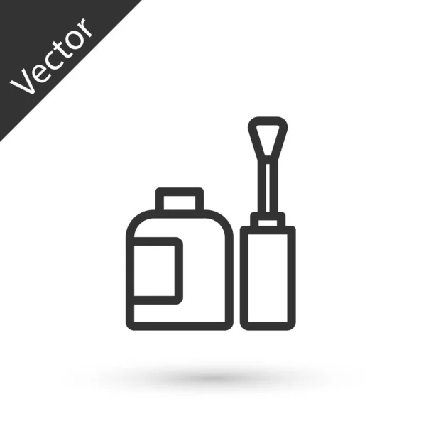 Graue Linie Flasche Nagellack Symbol Isoliert Auf Weißem Hintergrund Vektor — Stockvektor