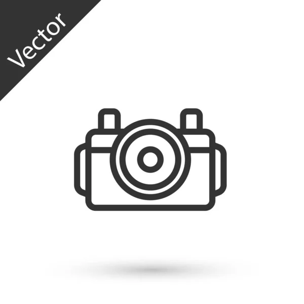 Grey Line Photo Camera Diver Icon Isolated White Background Foto — Stock Vector