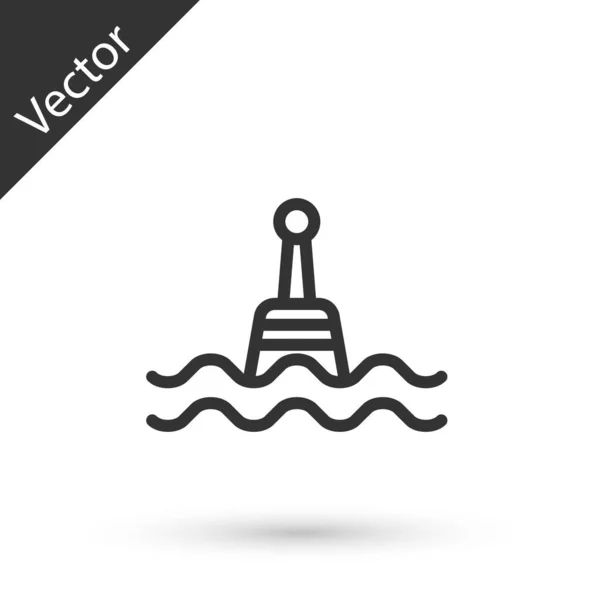 Grå Linje Flydende Bøje Havet Ikon Isoleret Hvid Baggrund Vektor – Stock-vektor