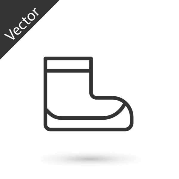 Linha Cinza Botas Ícone Isolado Fundo Branco Mergulho Equipamento Subaquático — Vetor de Stock