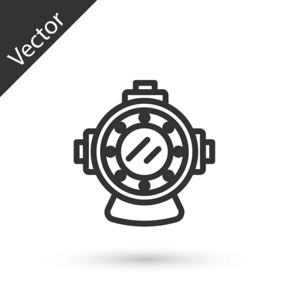 Icono Aqualung Línea Gris Aislado Sobre Fondo Blanco Casco Buceo — Vector de stock