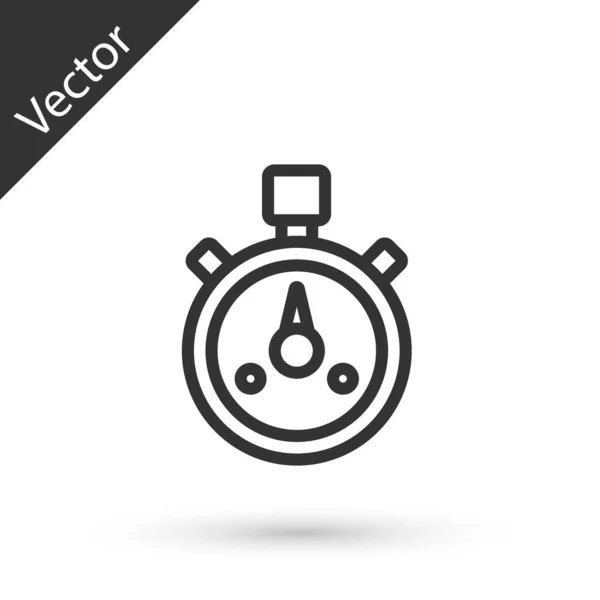 Línea Gris Icono Cronómetro Aislado Sobre Fondo Blanco Signo Del — Vector de stock