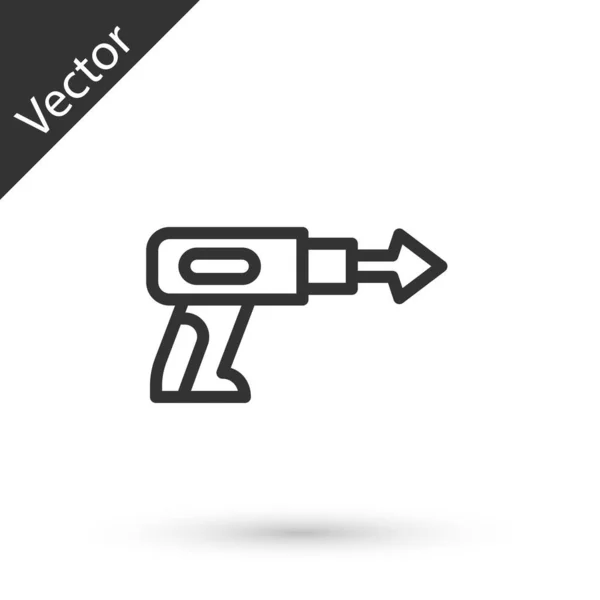 Línea Gris Icono Arpón Pesca Aislado Sobre Fondo Blanco Fabricantes — Vector de stock