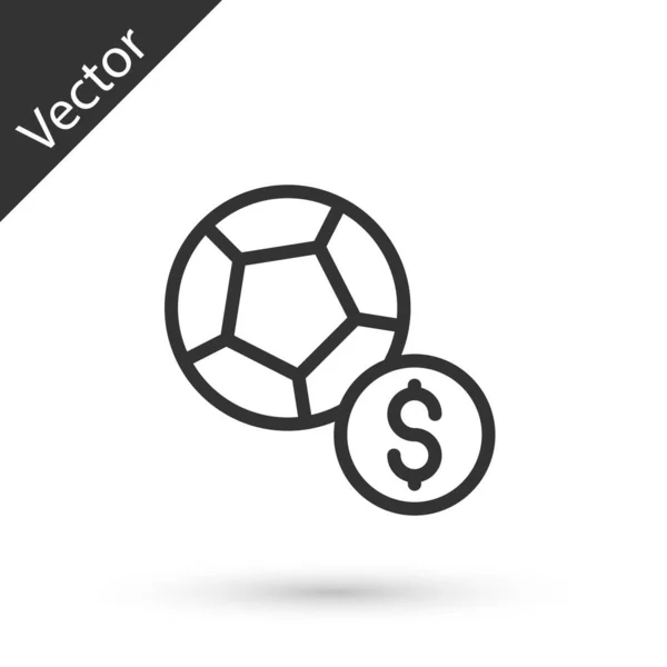 Иконка Футбольного Мяча Grey Line Изолирована Белом Фоне Спортивное Оборудование — стоковый вектор