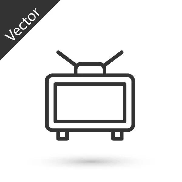 Línea Gris Fútbol Partido Icono Televisión Aislado Sobre Fondo Blanco — Vector de stock