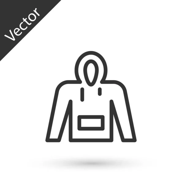Grey Line Hoodie Icon Isolated White Background Hooded Sweatshirt Vector — Stock Vector