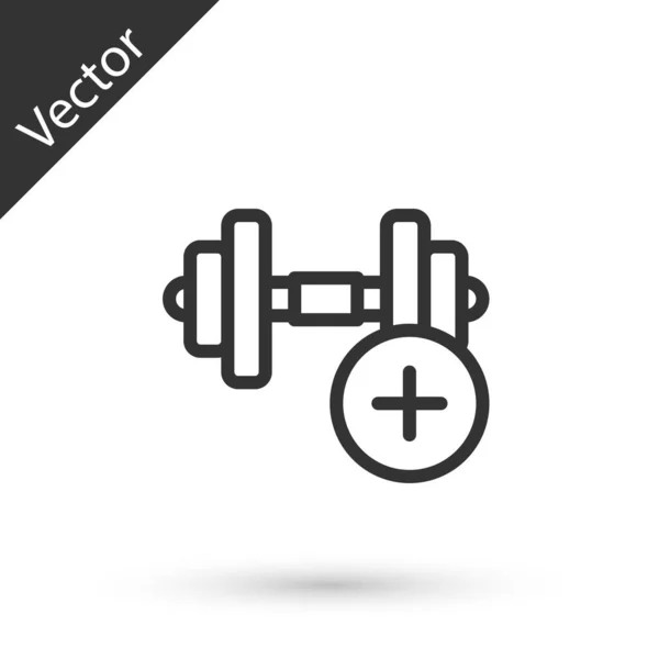 Grey Line Dumbbell Icon Isolated White Background Muscle Lifting Fitness — Stock Vector