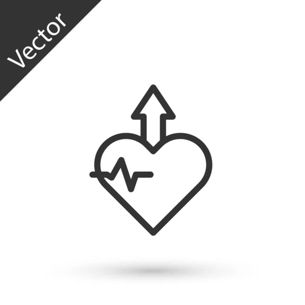 Šedá Čára Heartbeat Zvýšení Ikony Izolované Bílém Pozadí Zvýšený Tep — Stockový vektor