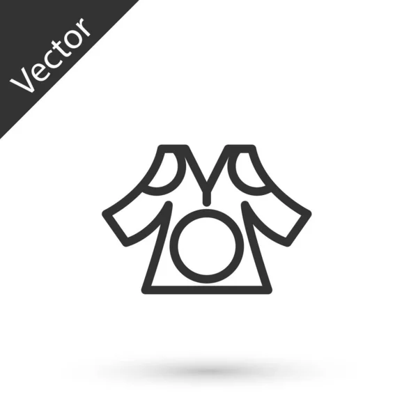 Icono Kimono Línea Gris Aislado Sobre Fondo Blanco Chino Japonés — Vector de stock