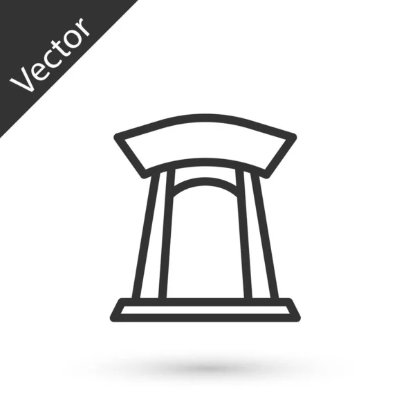 Línea Gris Coreano Tradicional Icono Puerta Aislado Sobre Fondo Blanco — Vector de stock
