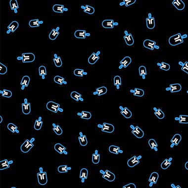 Çizgi dondurma ikonu siyah arkaplanda izole edilmiş kusursuz desen. Güzel sembol. Vektör