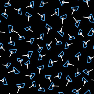 Yer ikonundaki çizgi küreği siyah arkaplandaki kusursuz deseni izole etti. Bahçe aletleri. Bahçecilik, tarım, çiftçilik aleti. Vektör