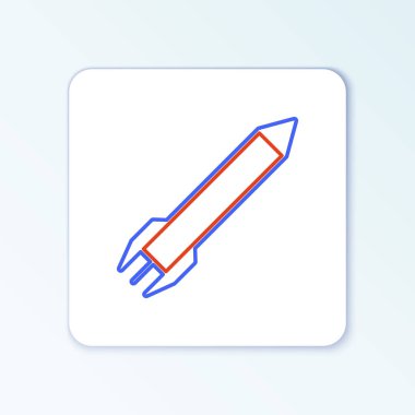 Roket çizgi simgesi beyaz arkaplanda izole edildi. Renkli taslak konsepti. Vektör