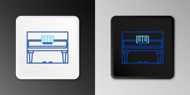 Gri arkaplanda Büyük Piyano simgesi izole edildi. Müzik aleti. Renkli taslak konsepti. Vektör