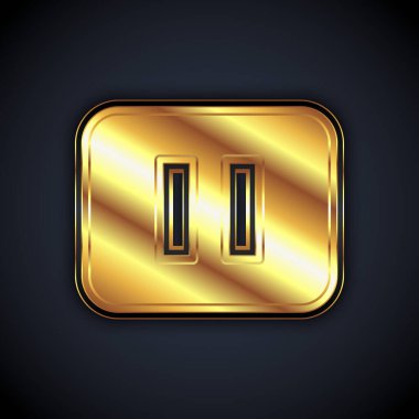 Siyah arkaplanda Altın Duraklat simgesi izole edildi. Vektör