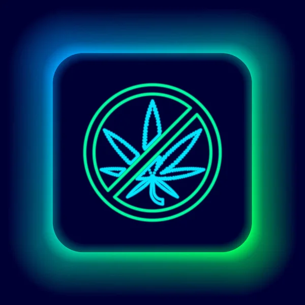 Ragyogó Neon Vonal Stop Marihuána Vagy Cannabis Levél Ikon Elszigetelt — Stock Vector