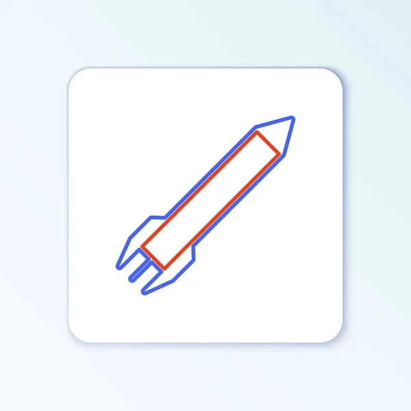 Line Rocket Icoon Geïsoleerd Witte Achtergrond Kleurrijk Concept Vector — Stockvector