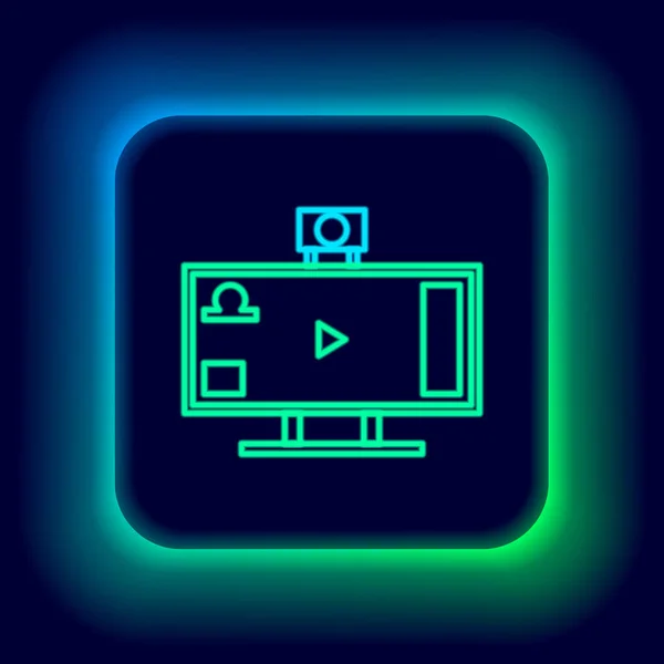 Ligne Néon Lumineux Live Streaming Jeu Vidéo Ligne Icône Jeu — Image vectorielle