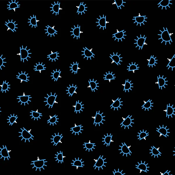 Иконка Восход Линии Изолирована Бесшовным Рисунком Черном Фоне Вектор — стоковый вектор