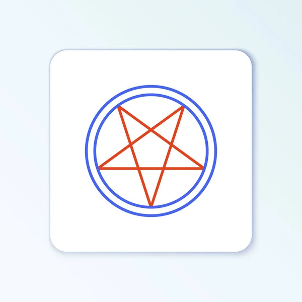Lijn Pentagram Een Cirkel Pictogram Geïsoleerd Witte Achtergrond Magisch Occult — Stockvector