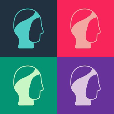 Pop Art Dalış Kaputu simgesi renk arkaplanında izole edildi. Zıpkınla balık avlama şapkası. Su altı ekipmanları. Vektör