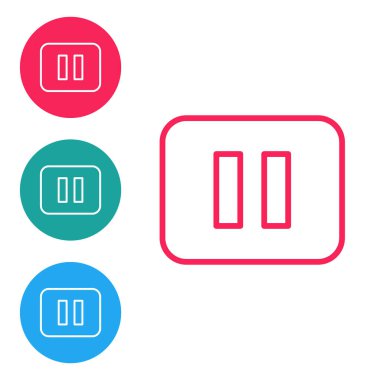 Kırmızı çizgi durdurma düğmesi simgesi beyaz arkaplanda izole edildi. Simgeleri daire düğmelerine ayır. Vektör