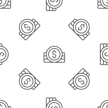 Gri çizgi Kadim madeni para ikonu beyaz arka planda kusursuz deseni izole etti. Vektör