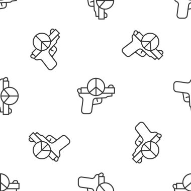 Gri çizgi. Savaş ikonu yok. Beyaz arka planda kusursuz desen var. Barış sembolü. Vektör