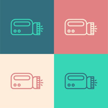 Dalış simgesi için el feneri hattı renk arkaplanında izole edildi. Su altı ekipmanları. Vektör