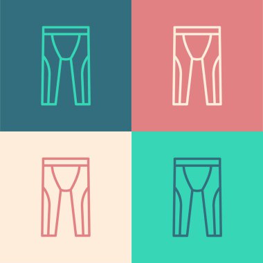 Scuba dalış ikonu için Pop Art Line Dalış kıyafeti renk arkaplanında izole edildi. Su altı ekipmanları. Vektör