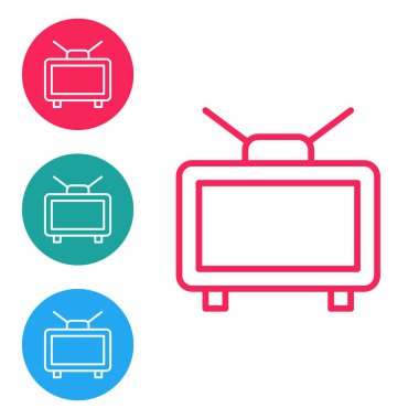 Televizyondaki kırmızı çizgi futbol maçı ikonu beyaz arka planda izole edildi. Futbol online konsepti. Simgeleri daire düğmelerine ayır. Vektör