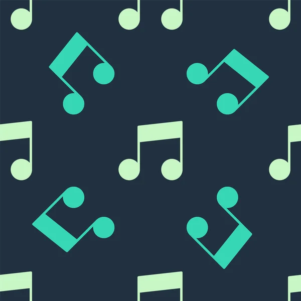 Zelená Béžová Hudba Poznámka Tón Ikony Izolované Bezešvé Vzor Modrém — Stockový vektor