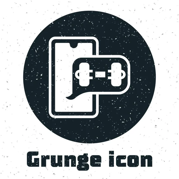 Grunge Fitness App Para Esportes Ícone Isolado Fundo Branco Conceito — Vetor de Stock