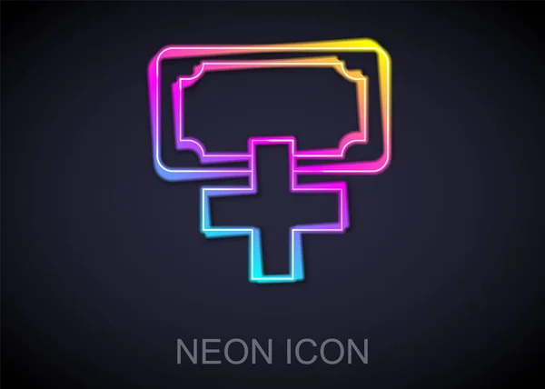 Gloeiende Neon Lijn Donatie Liefdadigheid Pictogram Geïsoleerd Zwarte Achtergrond Doneer — Stockvector