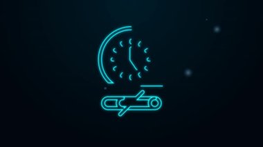 Parlayan neon hattı. Siyah arkaplanda sigara içme zamanı simgesi yok. Sigara içmek yasaktır işareti. 4K Video hareketli grafik canlandırması