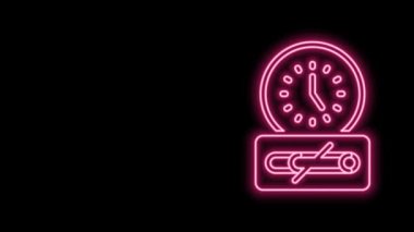 Parlayan neon hattı. Siyah arkaplanda sigara içme zamanı simgesi yok. Sigara içmek yasaktır işareti. 4K Video hareketli grafik canlandırması