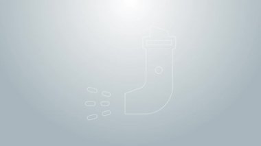 Mavi çizgi solunum cihazı simgesi gri arkaplanda izole edildi. Öksürük şurubu, solunum, alerjik hasta. 4K Video hareketli grafik canlandırması
