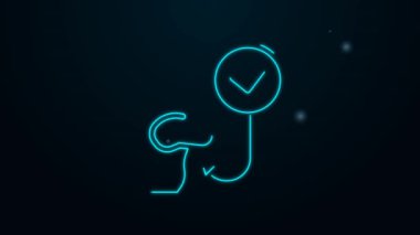 Parlayan neon hattı Sağlıklı solunum simgesi siyah arkaplanda izole edildi. Nefes alan burun. 4K Video hareketli grafik canlandırması