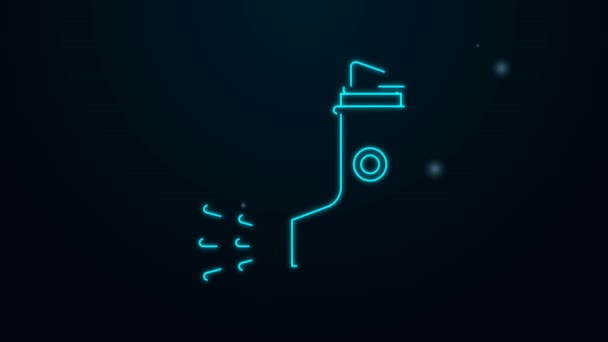 Leuchtende Leuchtschrift Inhaler Symbol isoliert auf schwarzem Hintergrund. Atemluft gegen Husten, Inhalation, Allergiker. 4K Video Motion Grafik Animation — Stockvideo