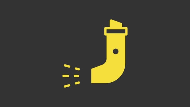 Gelbes Inhalator-Symbol isoliert auf grauem Hintergrund. Atemluft gegen Husten, Inhalation, Allergiker. 4K Video Motion Grafik Animation — Stockvideo