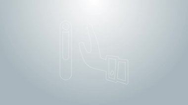 Mavi çizgi, gri arka planda izole edilmiş sigara ikonunu veriyor. Tütün tabelası. Sigara içme sembolü. Sağlıklı bir yaşam tarzı. 4K Video hareketli grafik canlandırması