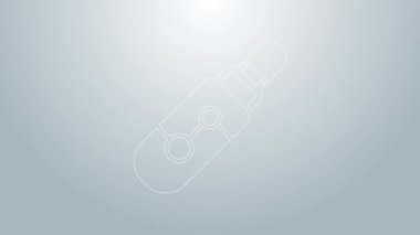 Mavi çizgi Elektronik sigara ikonu gri arkaplanda izole edildi. Tüttürme aleti. Buharlaştırıcı Cihaz. 4K Video hareketli grafik canlandırması