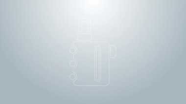 Mavi çizgi Elektronik sigara ikonu gri arkaplanda izole edildi. Tüttürme aleti. Buharlaştırıcı Cihaz. 4K Video hareketli grafik canlandırması