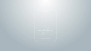 Mavi çizgi. Gri arkaplanda sigara ikonu yok. Sigara içmek yasaktır işareti. 4K Video hareketli grafik canlandırması
